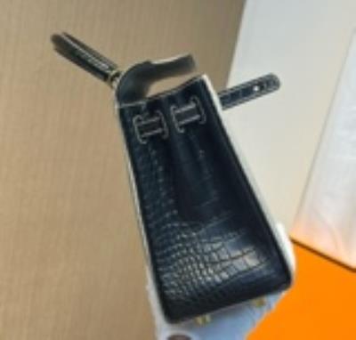 wholesale quality hermes kelly 28 bicolor pearl grey noir matte crocodile ghw